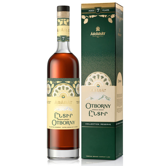 ARARAT Otborny Armenian Brandy – Collection Reserve with gift box featuring grapevine and heritage-inspired design