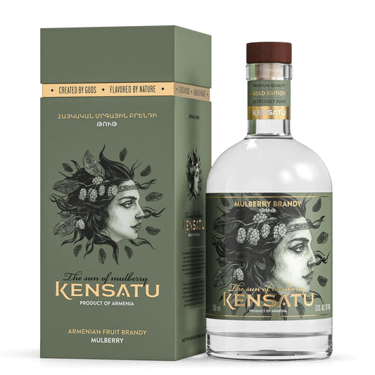 Kensatu Mulberry Fruit Brandy in 750 mL Gold Edition bottle, with premium Armenian label and smooth, high-proof mulberry distillate.