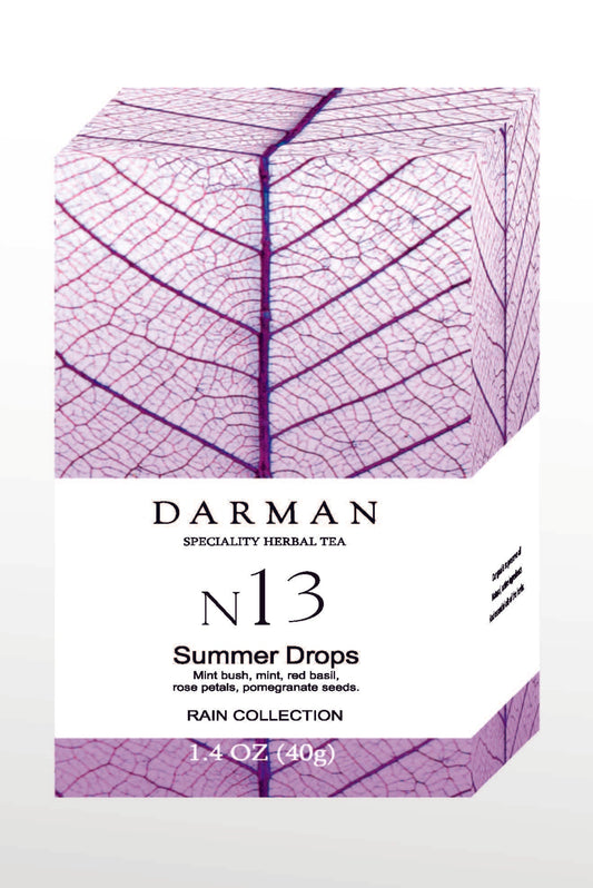 Darman Specialty Herbal Tea N13 Summer Drops – Front View of Packaging from Rain Collection