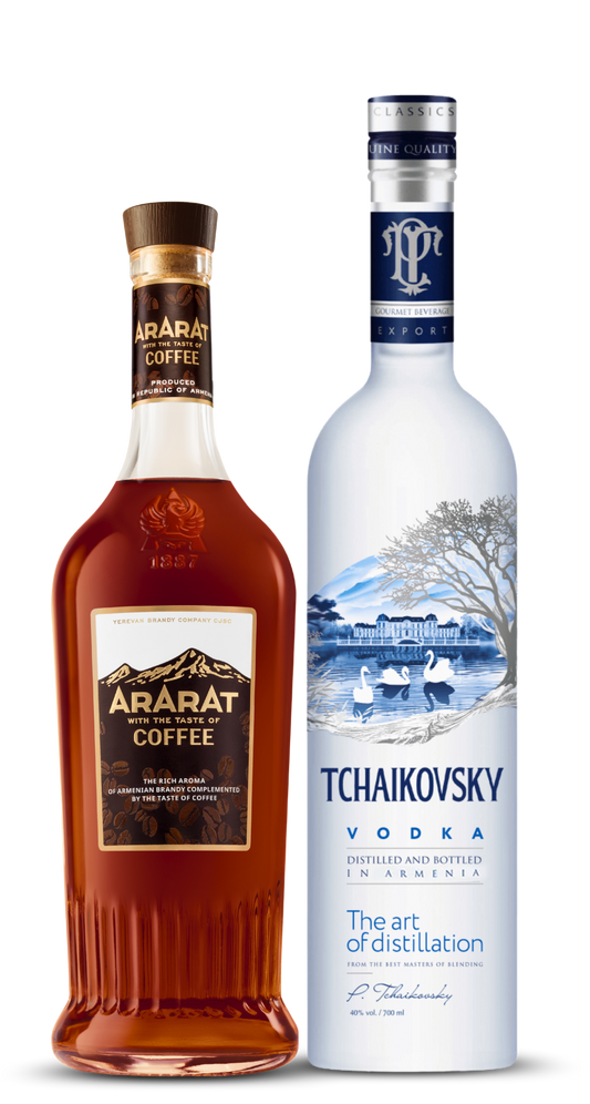 Tchaikovsky Vodka and Ararat Coffee Brandy Bundle Set – Front View