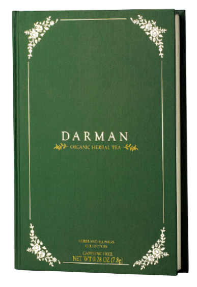 Darman Green Book herbal tea in elegant green gift box with floral gold detailing