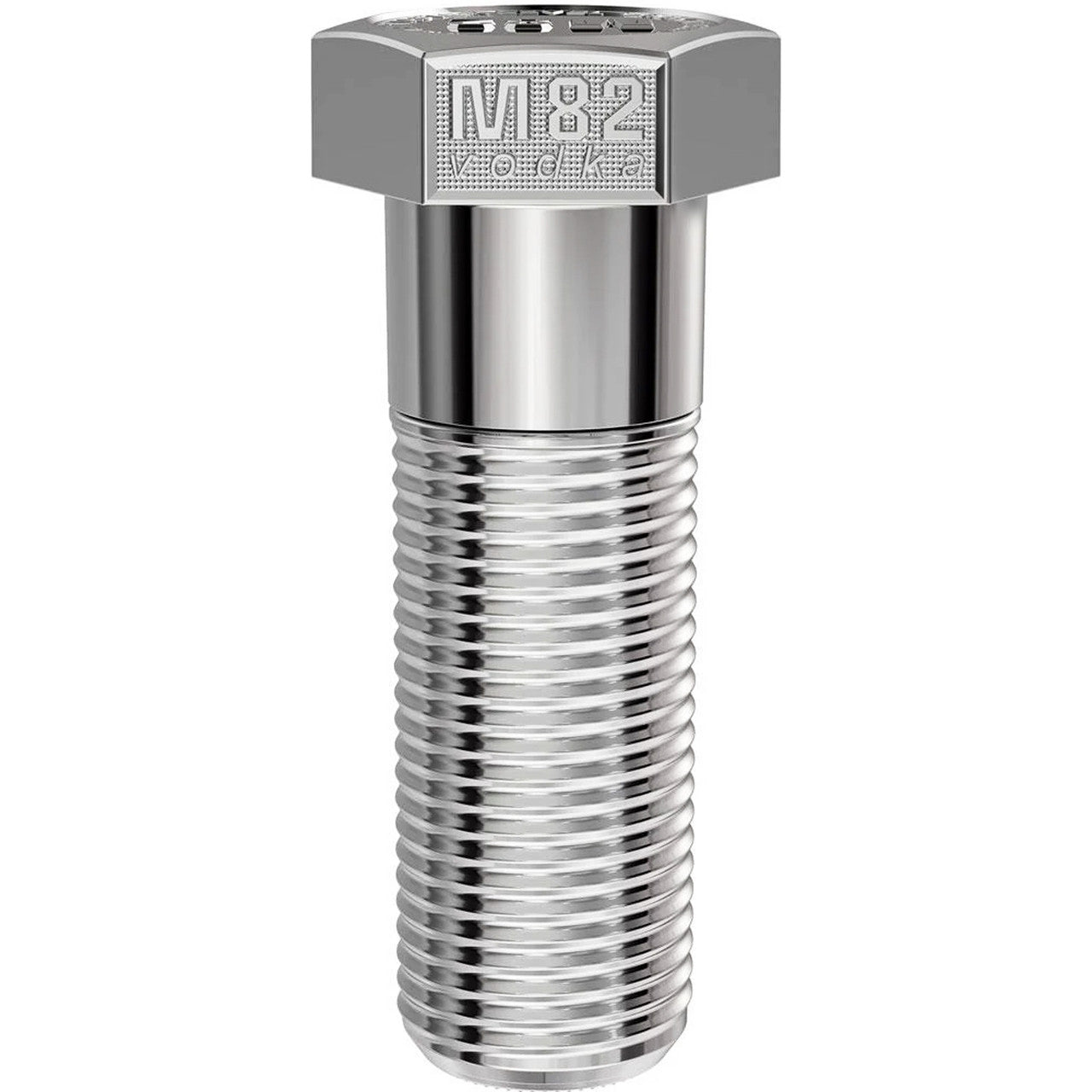 Bolt Vodka M82 Chrome 750 mL rye vodka in vacuum-sprayed chrome bottle with mirrored finish, crafted in Russia for gifting and celebration.