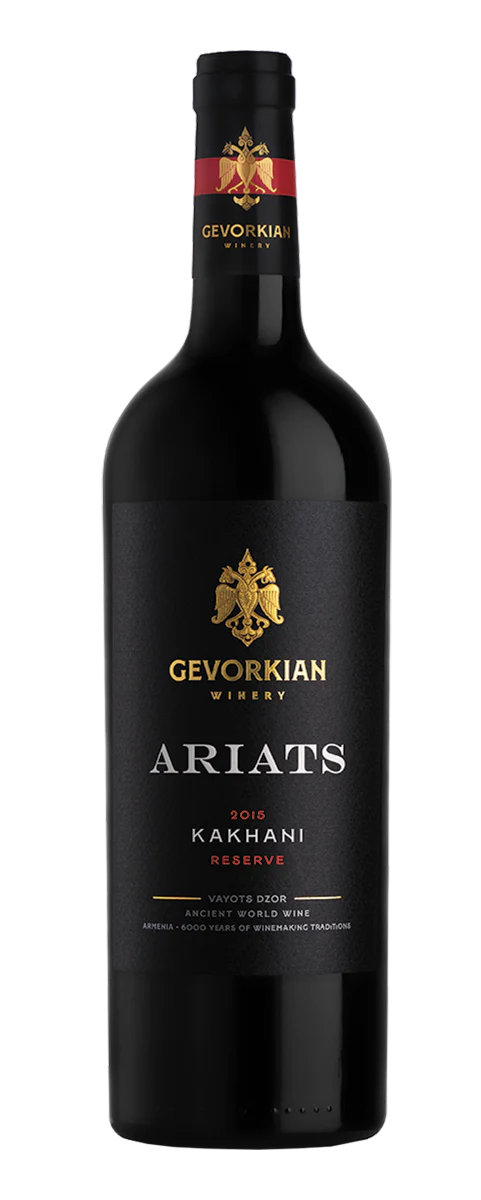 Gevorkian Ariats Kakhani 2015 Reserve red wine bottle on transparent background
