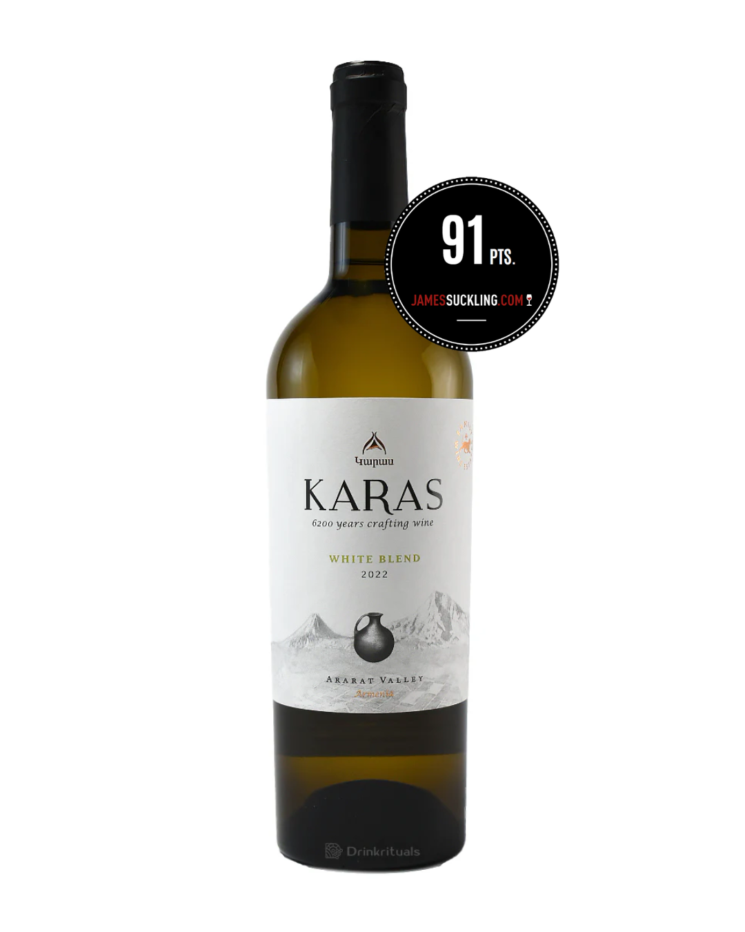 Karas White Blend 2022 wine bottle from Armenia’s Ararat Valley.