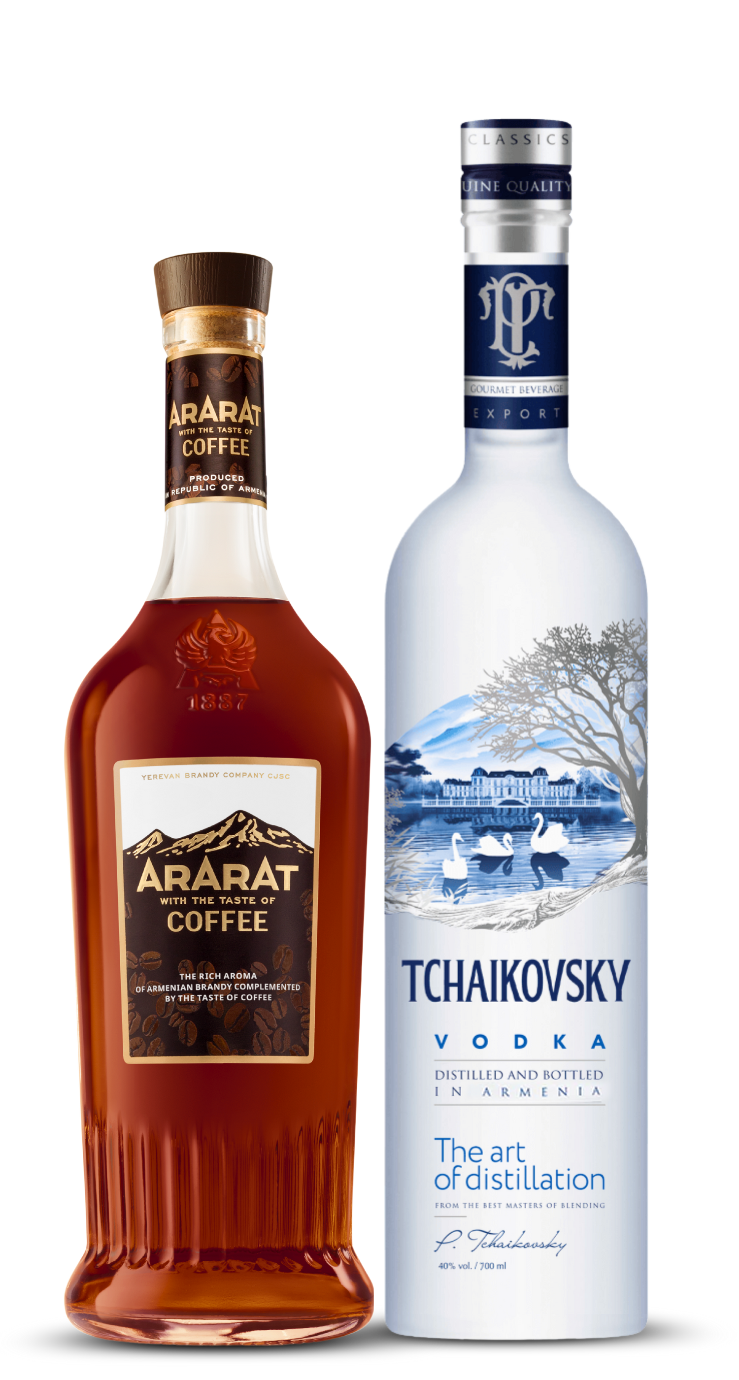 Tchaikovsky Vodka and Ararat Coffee Brandy Bundle Set – Front View